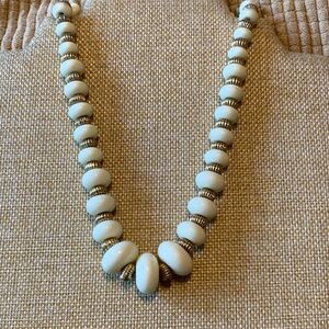Vintage Monet necklace faux bone with gold spacers